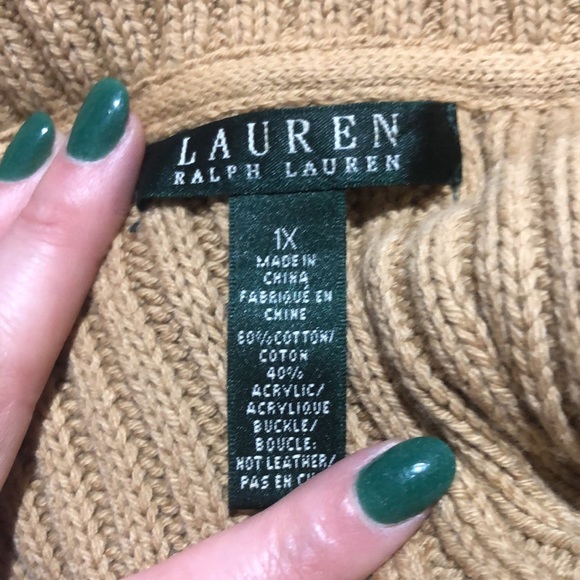 Lauren Ralph Lauren tan sweater vest cardigan size 1X - Picture 9 of 9
